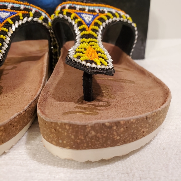🆕️ SAM EDELMAN CORK FOOTBED, BEADED FLIP-FLOPS - Picture 3 of 5
